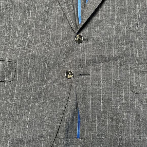 Beckett & Robb Blazer Mens 42R Gray Pinstripe Loro Piana Italian Wool Linen - Picture 7 of 16